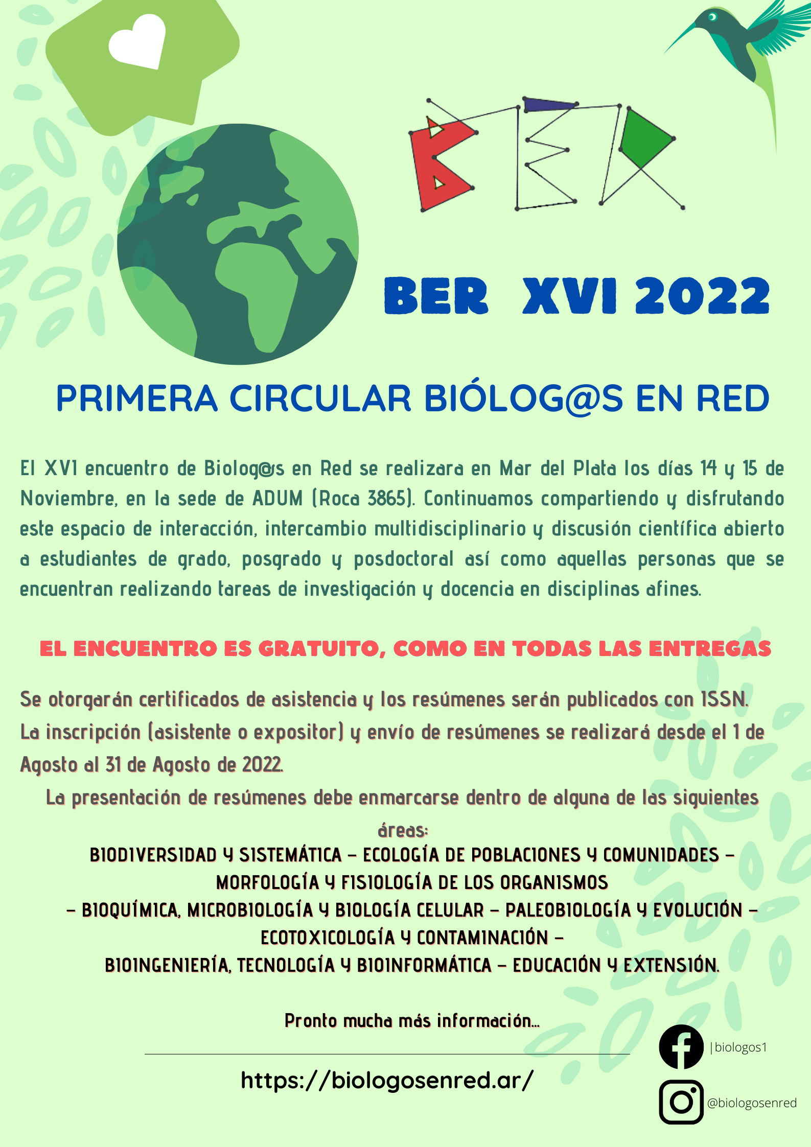 Primera Circular XVI BER BIÓLOG S EN RED